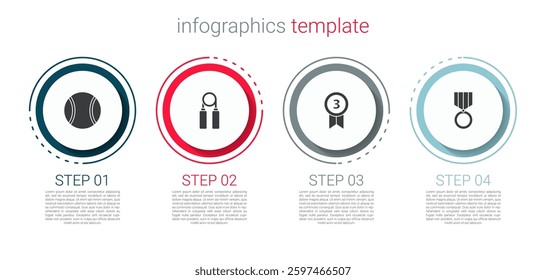 Set Tennis ball, Sport expander, Medal and . Business infographic template. Vector