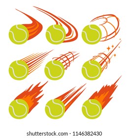 Juego de pelotas de tenis, ilustración vectorial.