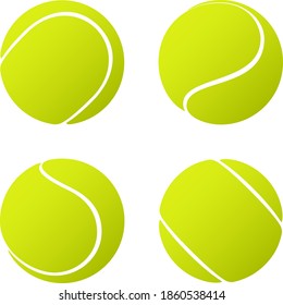 Set of tennis balls isolated on white background. RGB Global colors