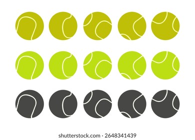 Set of tennis balls. Vector icon design in flat style. Sports, Wimbledon tournament, international tennis tournament, sports events and competitions.