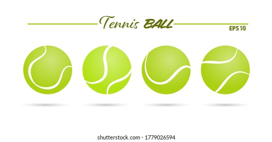 juego de pelotas de tenis. Ilustración del vector aislada en fondo blanco