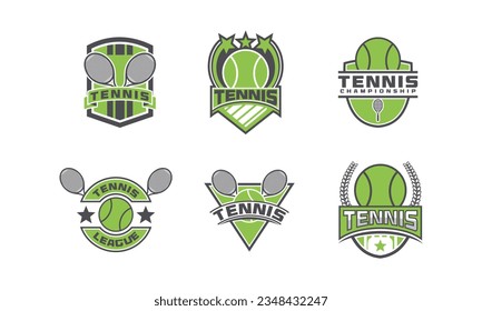 Set of Tennis club logo design, Tournament badge template. Sport team identity, E-Sport logo vector illustrations