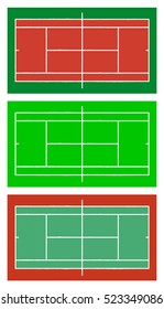 Set of Tennis Courts. Vector isolated on white background illustration