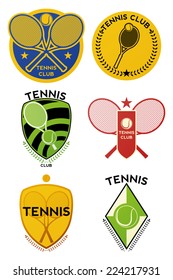 a set of tennis emblems on a white background