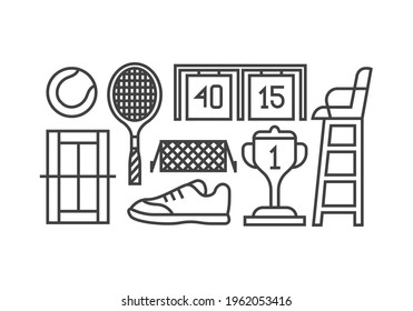 set of tennis icons vector