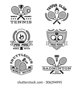 Set Of Tennis Logo Templates,  emblems, symbols, icons and badges. Business signs,  identity templates, logos, labels and design elements.