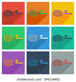 It is a set of tennis racket with shadow flat concept modern design