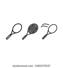 Set of tennis racket trio vector icon