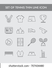 Set of Tennis Thin Line Icon
