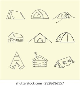 set of tent and camp vector illustration design 