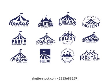 Set of Tent Party rental logo design template wedding or entertainment 