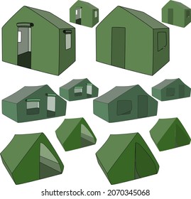 A set of tents for hiking and camping. Vector illustration.