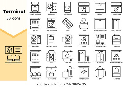 Set of terminal icons. Simple line art style icons pack. Vector illustration