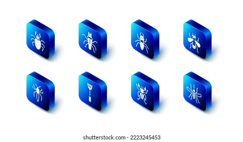 Set Termite, Ant, Insect fly, Mosquito, Beetle deer, Fly swatter, Spider and  icon. Vector