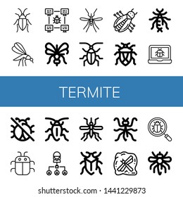 Set of termite icons such as Cockroach, Mosquito, Bug, Earwig, No insects, Mantis, Insect , termite