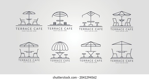 set of terrace icon line art logo vector minimalist illustration design