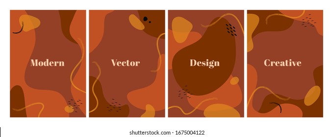 Set of terracotta design template with abstract organic shapes and wave. Contemporary background for beauty presentation, flyer, banner, poster and branding design. A4 format. Vector illustration