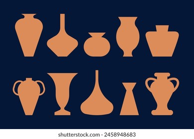 Conjunto de Ilustraciones vectoriales aisladas de cerámica de terracota