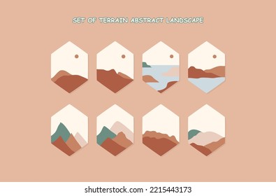 set of Terrain Abstract Landscape 