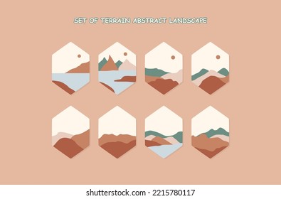 set of Terrain Abstract Landscape 