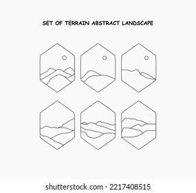 set of Terrain Abstract Landscape 