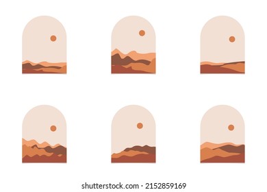 Set of Terrain Abstract Landscape. Abstract boho landscape