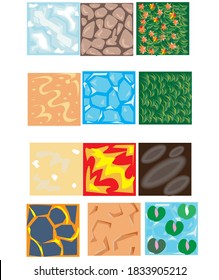 Un conjunto de terrenos y texturas superficiales; e
