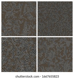 Set of terrazzo background textures. Vector seamless patterns. Natural stone, glass, quartz, concrete, marble. Classic italian type of floor. Terrazzo design elements.