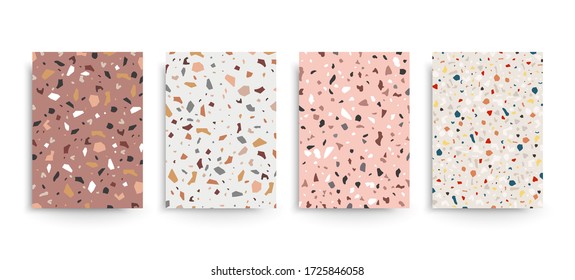 Set of terrazzo floor backgrounds. Hand crafted and unique patterns repeating background. pattern, vector, illustration, wallpaper, Eps10 vector.
