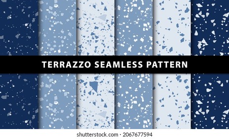 Set of terrazzo japanese style seamless patterns. Premium Vector