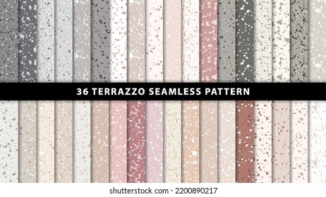 Set of terrazzo marble floor seamless patterns