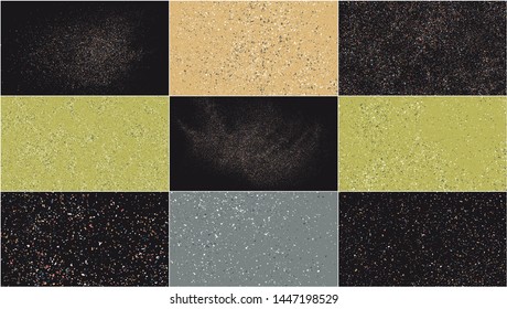 Set of Terrazzo Pattern. Abstract Background. Texture Design Elements.  Widescreen 16 : 9. Vector Illustration, EPS 10. 