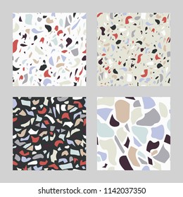 Set of terrazzo seamless pattern.  Creative vector illustration for backdrop, textile print, flooring. Isolated. Vector Illustration. 