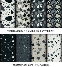 Set of terrazzo seamless patterns. Terrazzo floor pattern. Terrazzo seamless pattern. Collection of terrazzo pattern