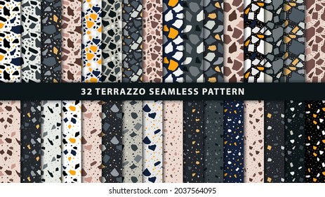 Set of terrazzo seamless patterns. Terrazzo floor pattern. Terrazzo seamless pattern. Collection of terrazzo pattern