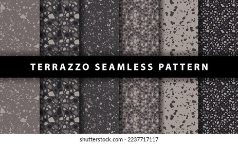 Conjunto de patrones sin fisuras de terrazo. Patrón del suelo de Terrazzo. Patrón ininterrumpido de Terrazzo. Colección de patrones de terrazo