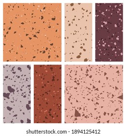 Set of terrazzo seamless patterns. Premium Vector