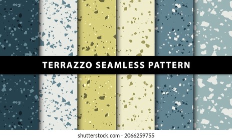 Set of terrazzo seamless patterns. Premium Vector