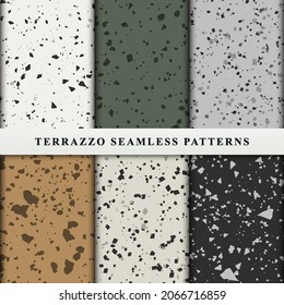 Set of terrazzo seamless patterns. Premium Vector