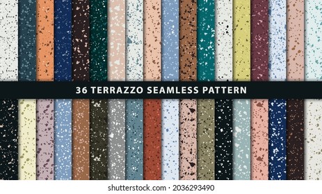 Set of terrazzo style seamless patterns. Premium Vector