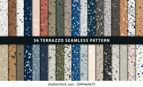 Set of terrazzo style seamless patterns. Premium Vector