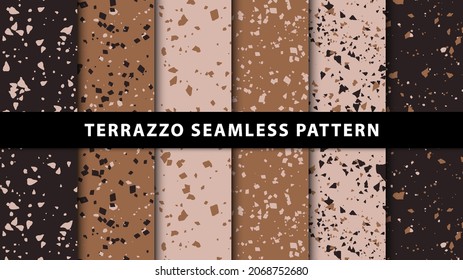 Set von Terrazzo Stil nahtlose Muster. Premium-Vektorgrafik