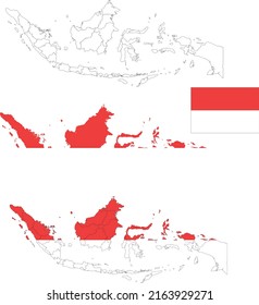 Set of territories of the country with the flag of Indonesia