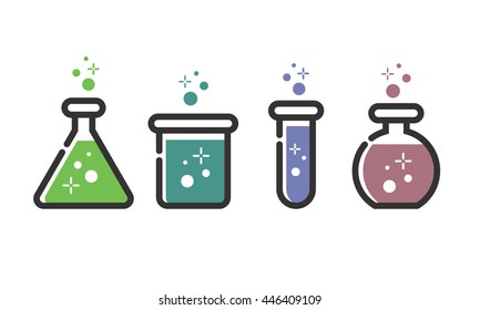 Set of test tube and beaker icons