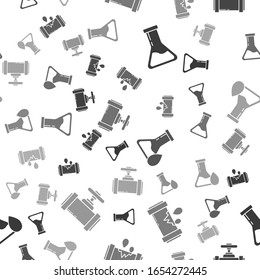 Set Test tube and flask, Broken metal pipe with leaking water, Oil petrol test tube and Industry metallic pipes and valve on seamless pattern. Vector