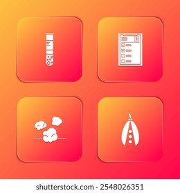 Set Test tube and flask, Clinical record, Dust and Kidney beans icon. Vector