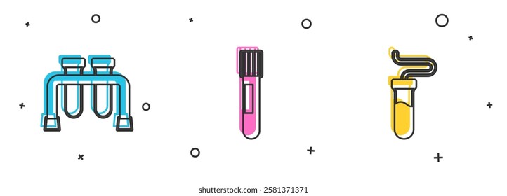 Set Test tube,  and  icon. Vector