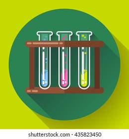 set test tubes bubbling sparkling liquid icon. Flat 2.0 design style