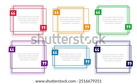 set of testimonial comma frame template for web content and text vector
