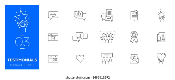 Set of Testimonials line icons - Modern icons